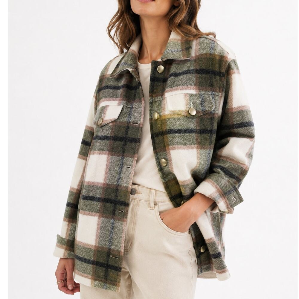 NWOT Joie Plaid Brushed Flannel Shacket Shirt Jacket Size XS
